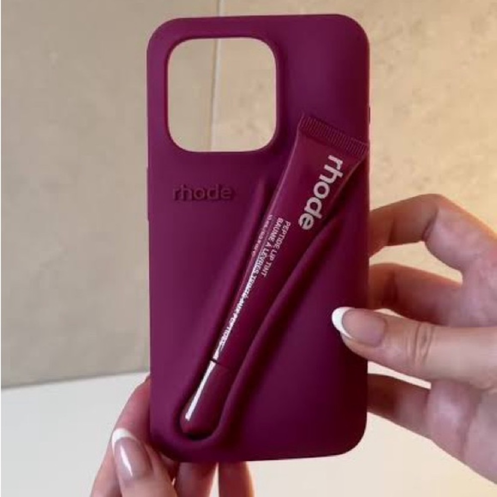 RHODE Deep Red / Burgondy iPhone 16 Pro Case with Lip Balm Holder